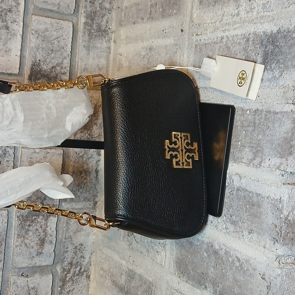 Tory Burch Black Leather Crossbody Bag Gold Logo | NWT Designer Purse - Picture 12 of 12